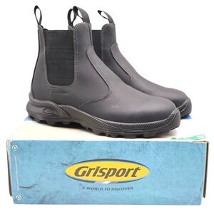 Grisport Cardigan Chelsea Boots Mens 10.5 Black Leather Pull On Italy 7003D8